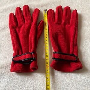 Red Fleece Gloves with Black Trim